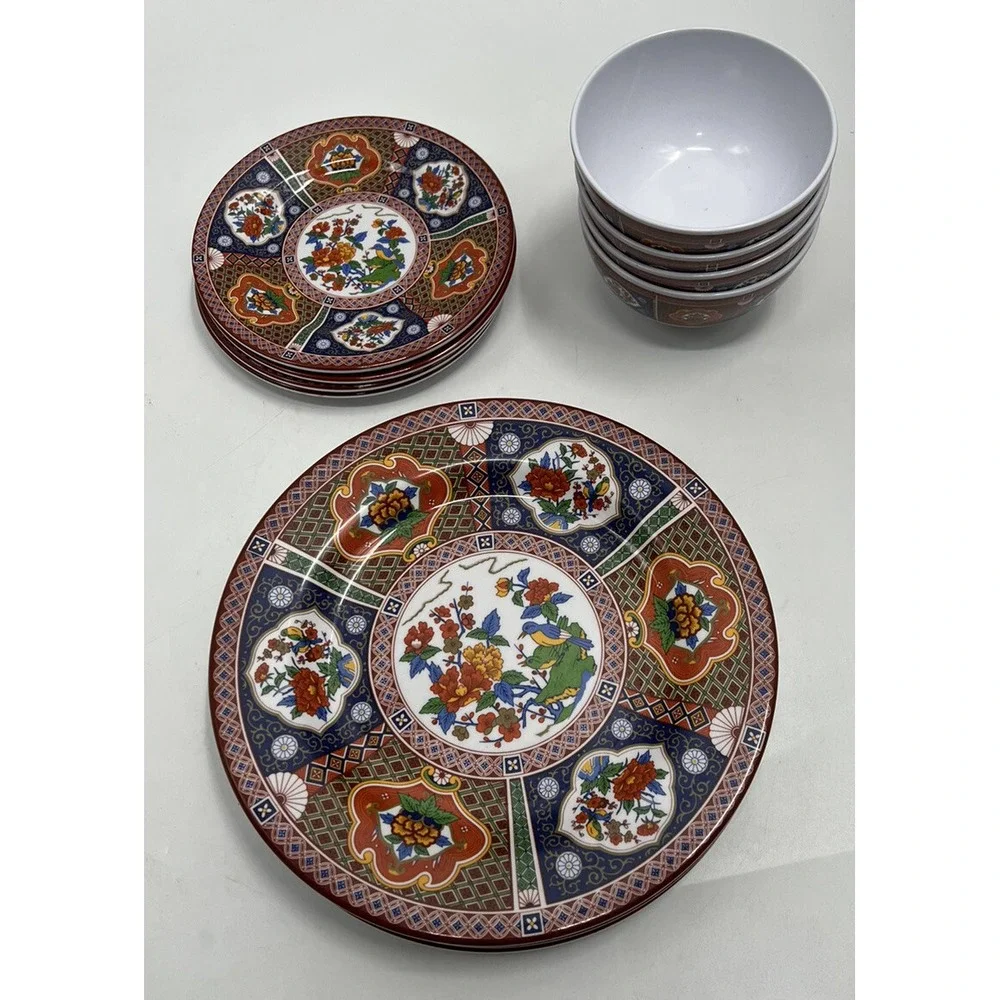 Melamine Dinnerware Thunder Group Peacock Set 12 Piece Kitchen Dinner Set Bowls